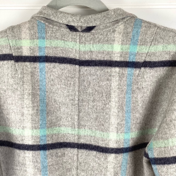 Talbots Women's Size M Cardigan Sweater Wool Blend Gray Blue Plaid Open - Picture 6 of 12